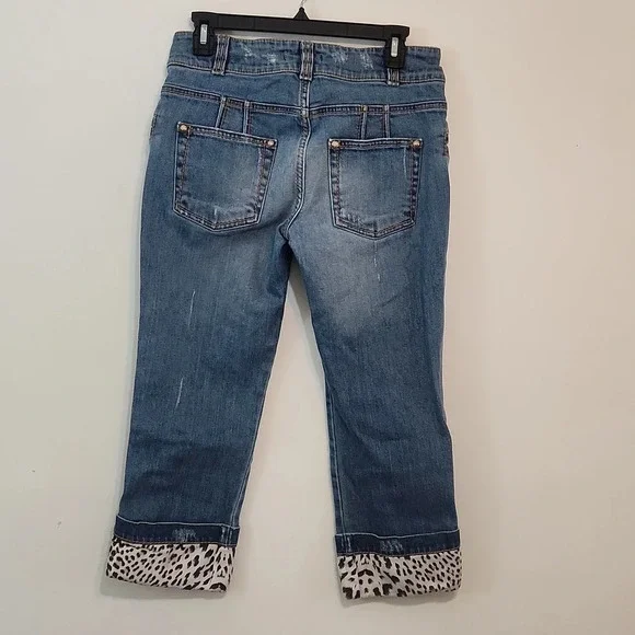 Vintage Roberto Cavalli Capri Jeans Leopard print Size 44 (italian) 8 in US - Picture 5 of 5